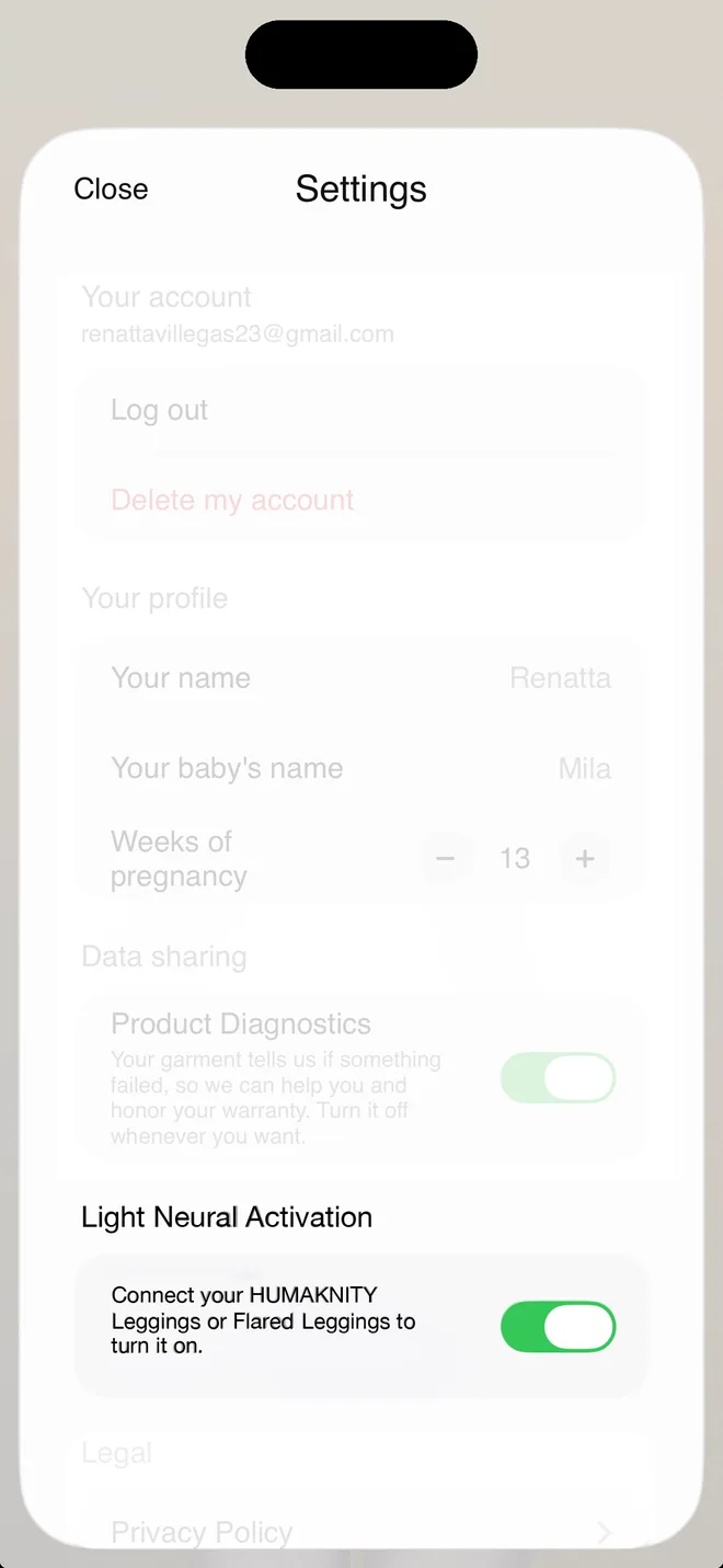 Light Neural Activation en la app HUMAKNITY